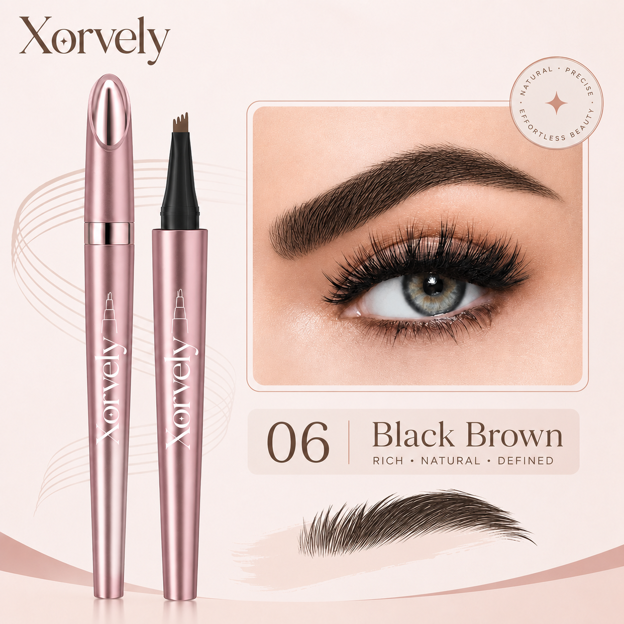 4-Tip Microblading-Effect Eyebrow Pen – Waterproof Hair-Like Strokes