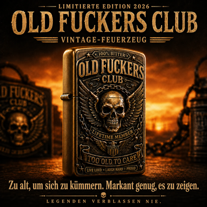 ☠️ Old Fuckers Club – Vintage-Feuerzeug | Limitierte Edition 2026 · Metallfeuerzeug für Sammler