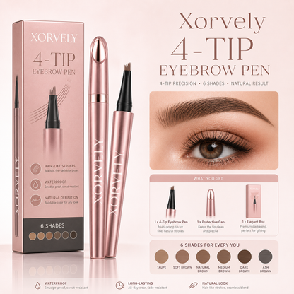 4-Tip Microblading-Effect Eyebrow Pen – Waterproof Hair-Like Strokes