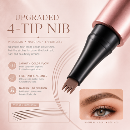 4-Tip Microblading-Effect Eyebrow Pen – Waterproof Hair-Like Strokes