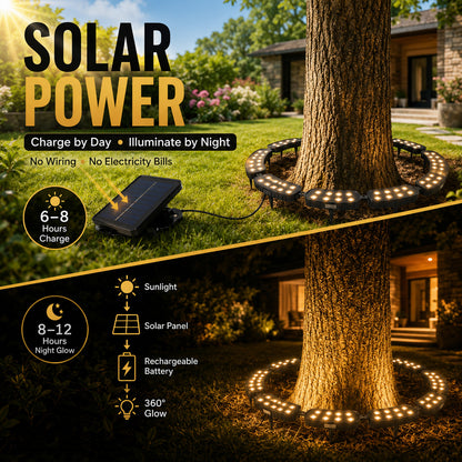 🌳💡 Ring-Shaped Solar Tree Lights – Weatherproof Outdoor Spotlights Ideal for Trees, Pillars, and Gardens