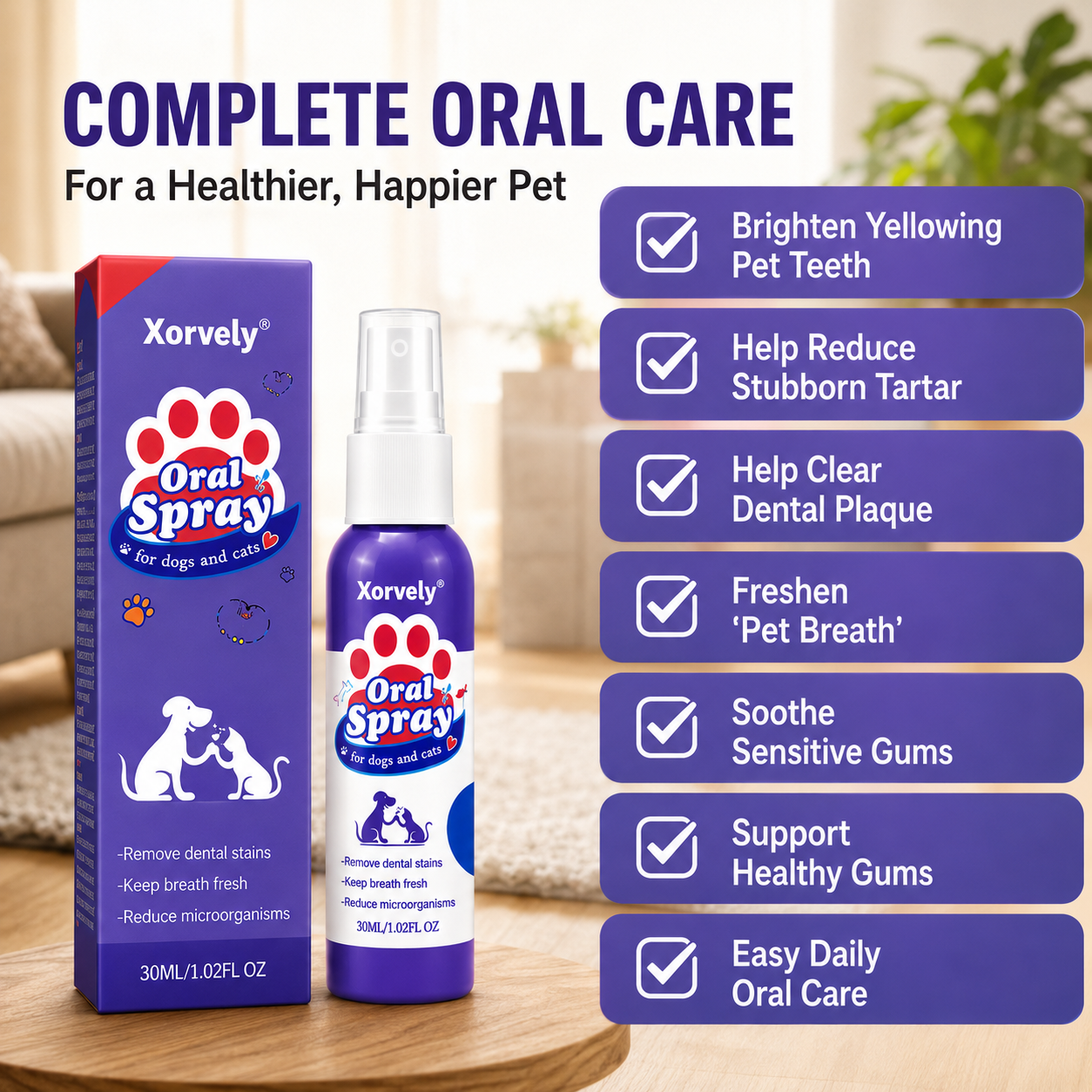 Pet Oral Spray – Fresh Breath & Daily Plaque Care for Dogs & Cats