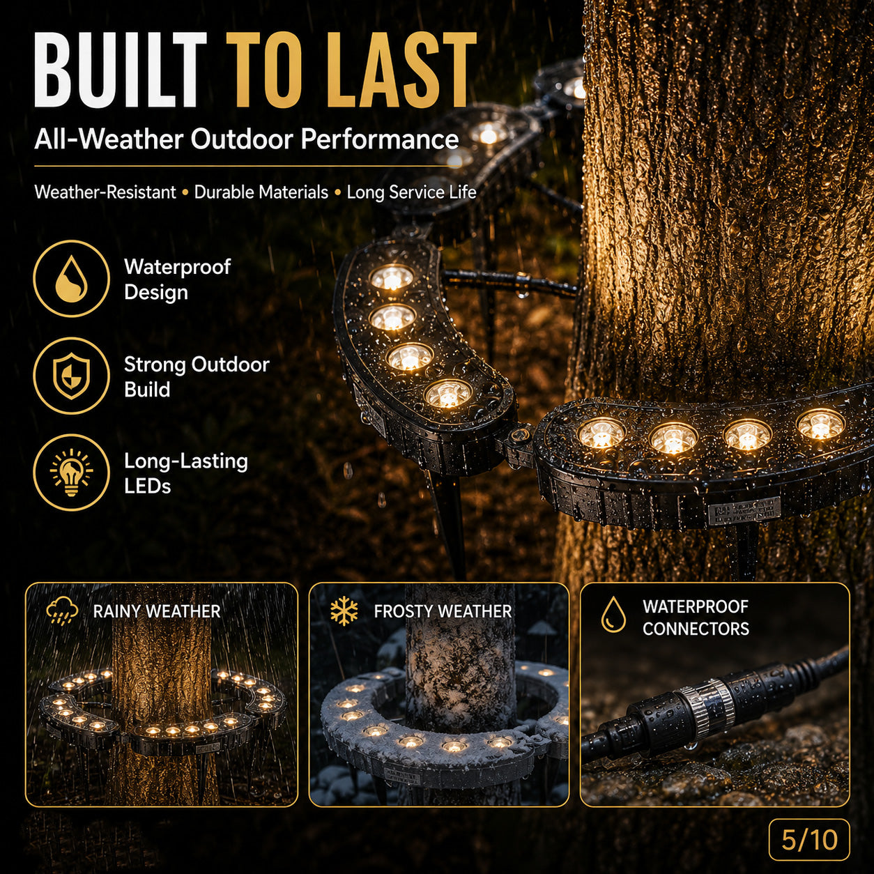 🌳💡 Ring-Shaped Solar Tree Lights – Weatherproof Outdoor Spotlights Ideal for Trees, Pillars, and Gardens