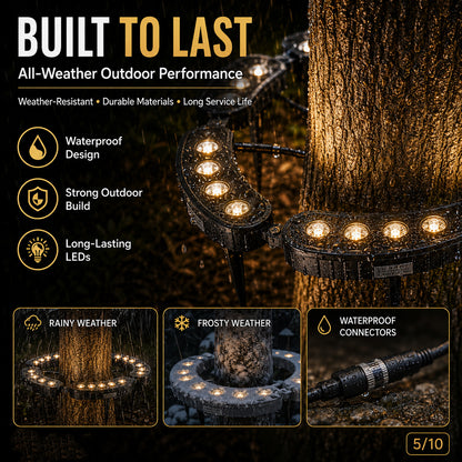🌳💡 Ring-Shaped Solar Tree Lights – Weatherproof Outdoor Spotlights Ideal for Trees, Pillars, and Gardens