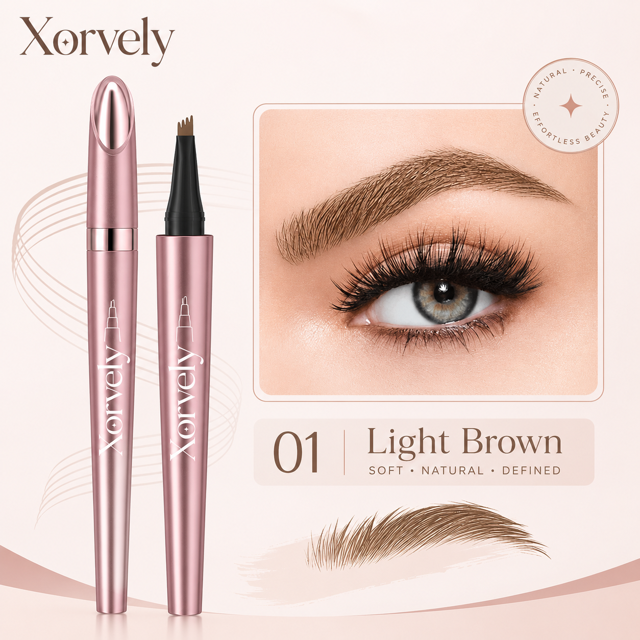 4-Tip Microblading-Effect Eyebrow Pen – Waterproof Hair-Like Strokes