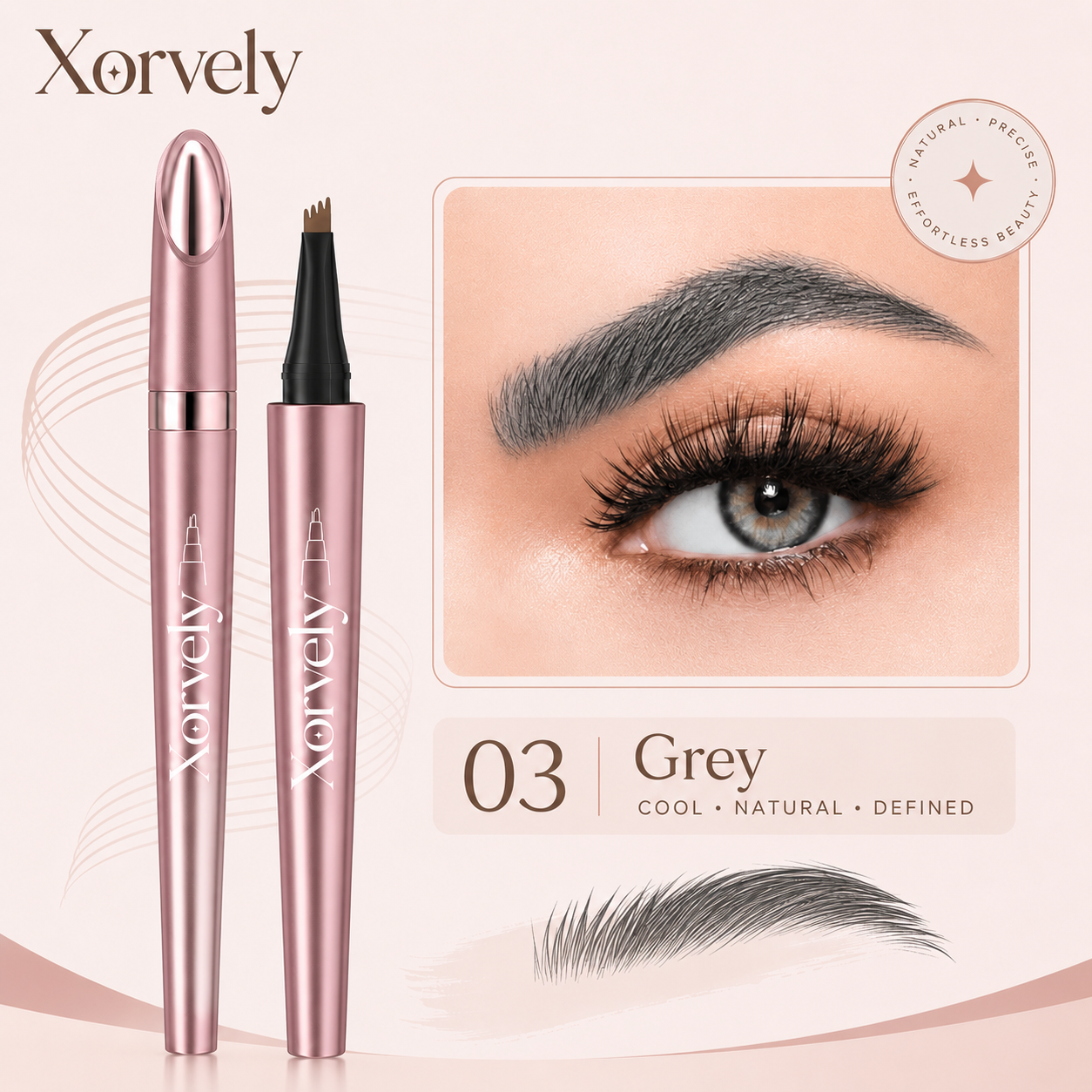 4-Tip Microblading-Effect Eyebrow Pen – Waterproof Hair-Like Strokes