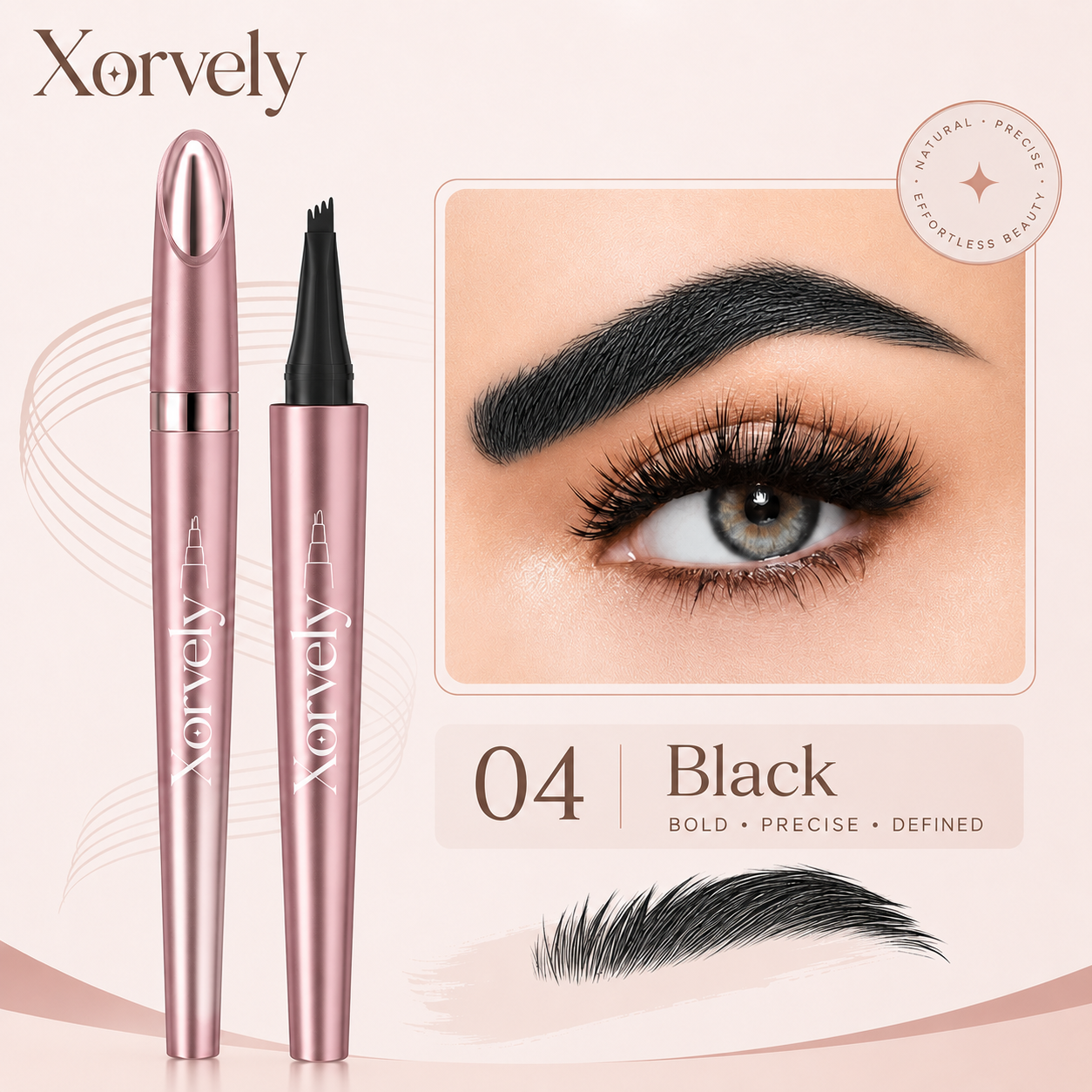 4-Tip Microblading-Effect Eyebrow Pen – Waterproof Hair-Like Strokes