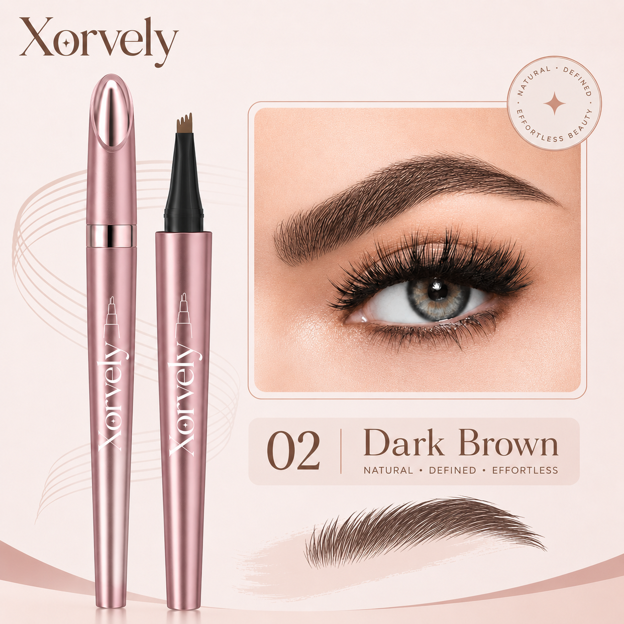 4-Tip Microblading-Effect Eyebrow Pen – Waterproof Hair-Like Strokes